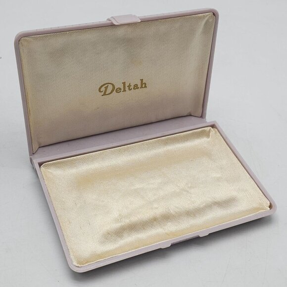 Vintage Deltah Necklace Case With Gold Crest Design BOX ONLY - Picture 3 of 6